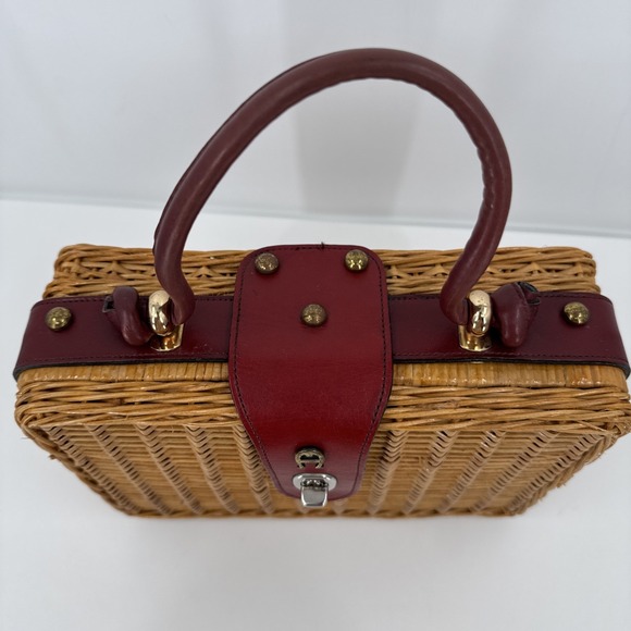 Vintage 60s 70s ETIENNE AIGNER Small Woven Wicker Handbag Basket Bag Box - Picture 5 of 16